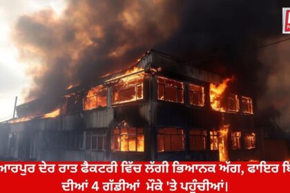 Massive Fire Breaks Out at Rosin Factory in Hoshiarpur’s Bhavani Nagar